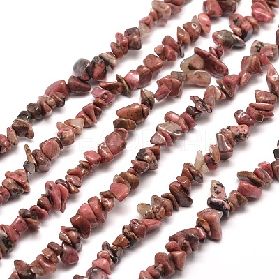 Natural Rhodonite Chip Bead Strands G-M205-24-1