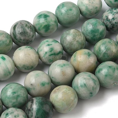 Natural Green Spot Jasper Beads Strands G-F818-A05-14mm-1