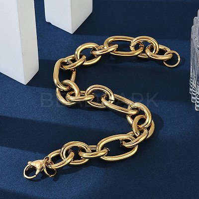 Ion Plating(IP) 304 Stainless Steel Cross Chain Bracelets BJEW-L634-11G-1