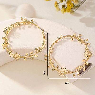 Alloy Branch Flower Big Hoop Earrings for Women WGC29F5-01-1