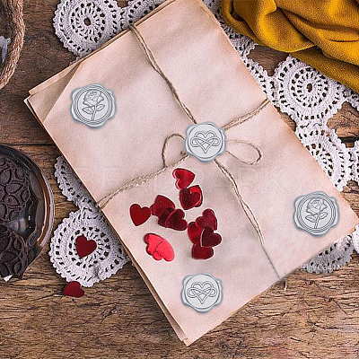 50Pcs 2 Styles Rose & Heart Adhesive Wax Seal Stickers DIY-CP0010-23A-1