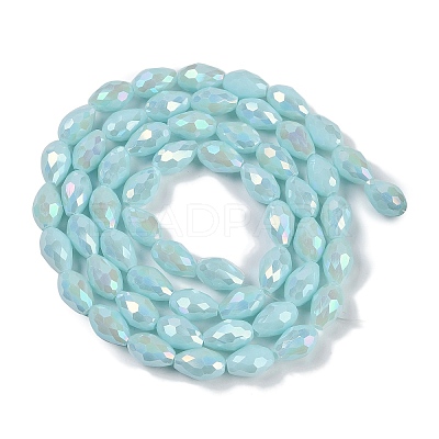 Opaque Solid Color Electroplate Glass Beads Strands EGLA-N013-P6mm-B11-1