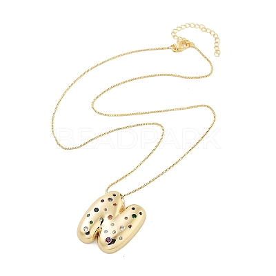 Brass Micro Pave Cubic Zirconia Letter Pendant Necklaces LS-KK-Z069-01G-N-1