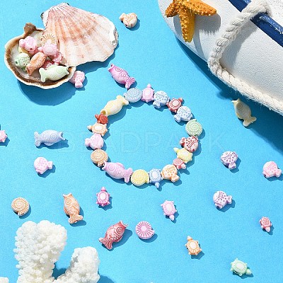 400Pcs 5 Styles Craft Style Acrylic Beads MACR-YW0003-14-1