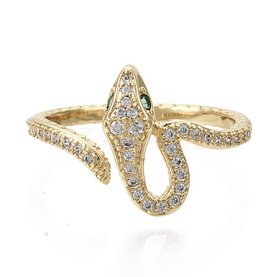 Brass Micro Pave Cubic Zirconia Cuff Rings RJEW-S044-070-NF-1
