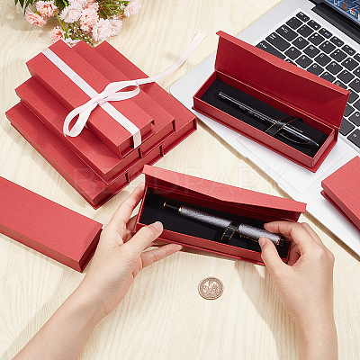 Rectangle Cardboard Pen Storage Boxes with Magnetic Flap Lid CON-WH0094-39-1