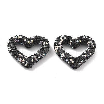 Heart Shape Polymer Clay Rhinestone Beads CLAY-NH0001-09B-04-1
