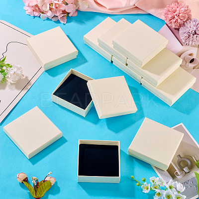 12Pcs Cardboard Paper Jewelry Storage Boxes with Sponge CON-TA0001-33B-1