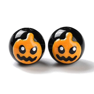 Halloween Themed Baking Paint Glass Beads Strands LAMP-L078-001B-1