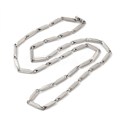 Non-Tarnish 201 Stainless Steel Rectangle Bar Link Chain Necklace NJEW-Q316-01C-P-1