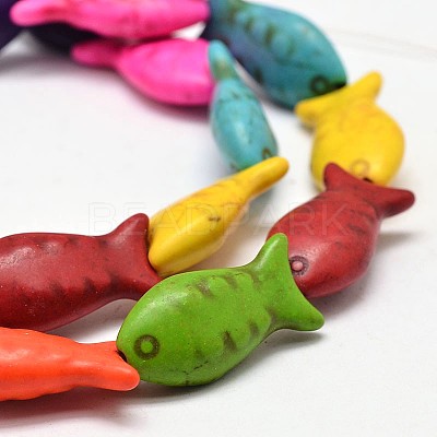Fish Synthetic Turquoise Bead Strands X-G-M150-26-1