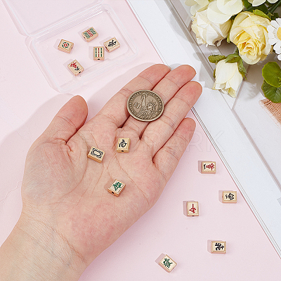 13Pcs 13 Styles Mahjong Alloy Enanel Beads FIND-DR0002-11-1