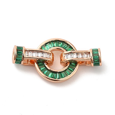 Rack Plating Brass Pave Cubic Zirconia Fold Over Clasps KK-Q772-29RG-02-1