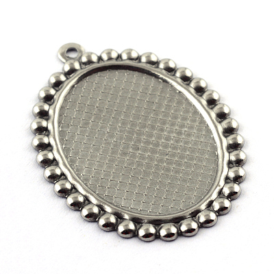Tarnish Resistant Pendant Cabochon Settings X-STAS-Q194-17-1