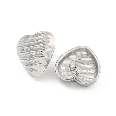 Non-Tarnish Heart 304 Stainless Steel Ear Studs EJEW-L290-011P-1