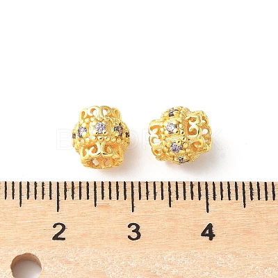 Brass Micro Pave Cubic Zirconia European Beads KK-U067-07G-1