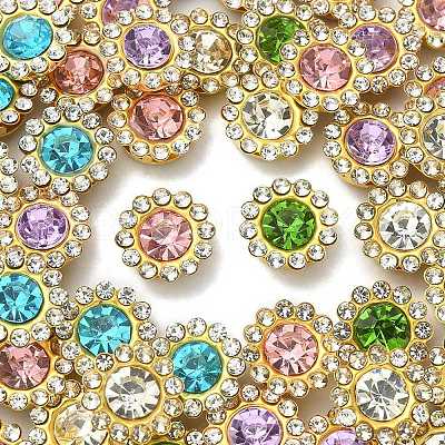 50Pcs 5 Colors Flower Sew on Rhinestone RGLA-YW0002-02-1
