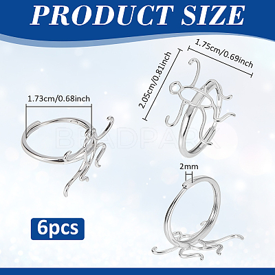 6Pcs Adjustable Brass Ring Components FIND-PH0038-31A-1