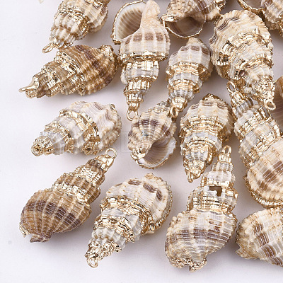 Electroplate Spiral Shell Pendants SSHEL-S262-24-1