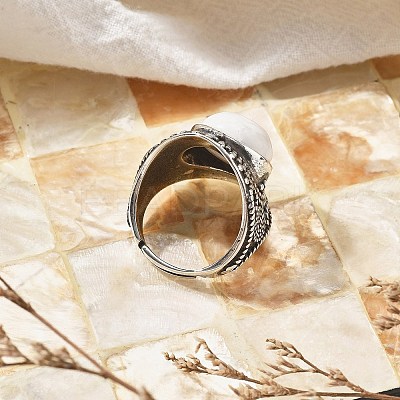Natural Howlite Adjustable Rings RJEW-I108-03AS-10-1