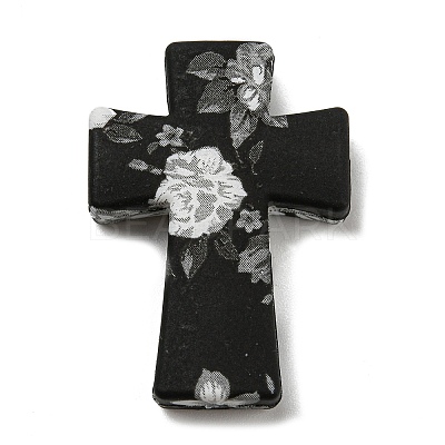 Cross with Flower Silicone Focal Beads SIL-G006-02G-1