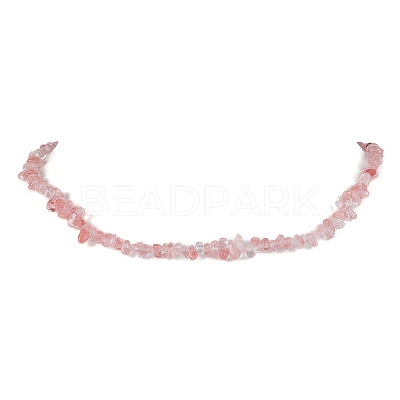 Synthetic Cherry Quartz Glass Chip Beaded Necklace NJEW-JN04616-01-1