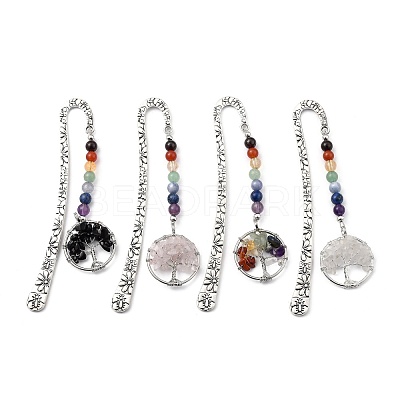 Tibetan Style Carved Alloy Bookmark AJEW-JK00161-1