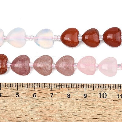 Gradient Color Opalite & Cherry Quartz Glass & Natural Strawberry Quartz & Rose Quartz & Red Jasper Beads Strands G-B185-A13-1
