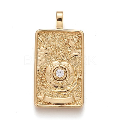 Brass Micro Pave Clear Cubic Zirconia Pendants X-ZIRC-Z004-01H-1