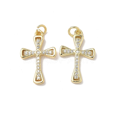 Brass Micro Pave Cubic Zirconia Pendants KK-Q068-49D-G-1