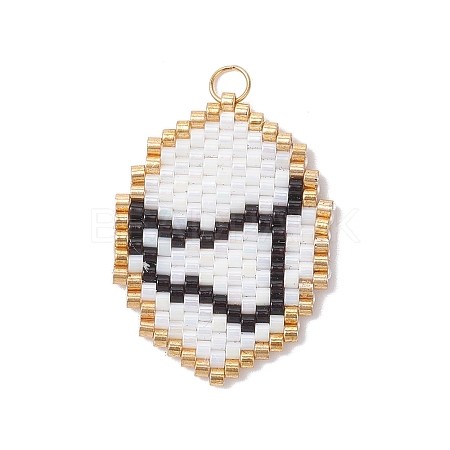 Glass Seed Beaded Twelve Constellations Pendants PALLOY-MZ00891-05-1