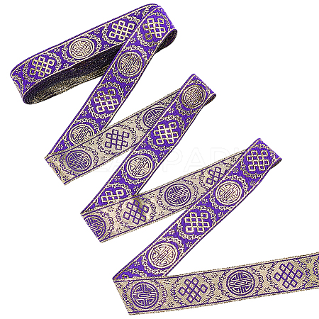 Ethnic Style Polyester Jacquard Ribbon OCOR-WH0078-478B-05-1