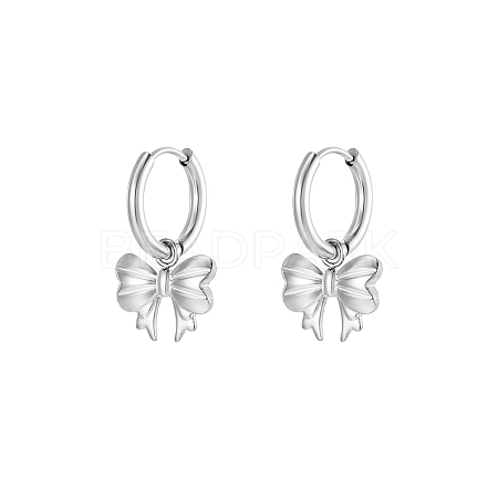 Elegant Stainless Steel Bowknot Hoop Earrings UM1027-2-1