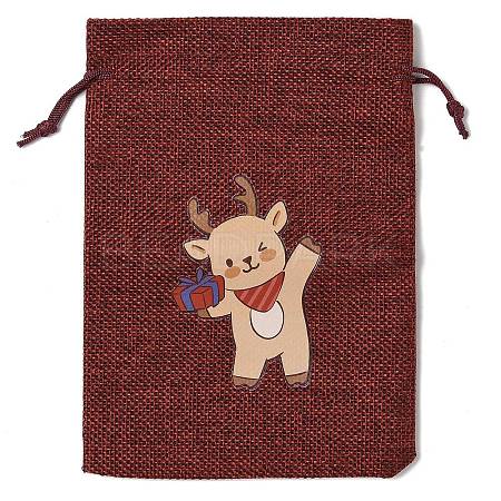 Christmas Theme Jute Cloth Storage Bags ABAG-F010-01B-01-1