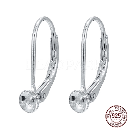 925 Sterling Silver Leverback Hoop Earrings STER-L054-51S-1