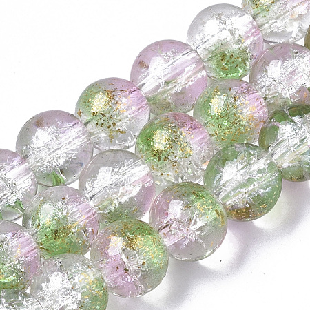 Transparent Spray Painted Crackle Glass Bead Strands GLAA-N035-03C-A01-1