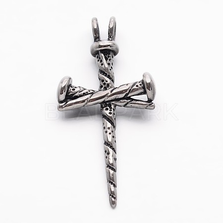 Retro 304 Stainless Steel Cross Gothic Pendants STAS-E094-08AS-1