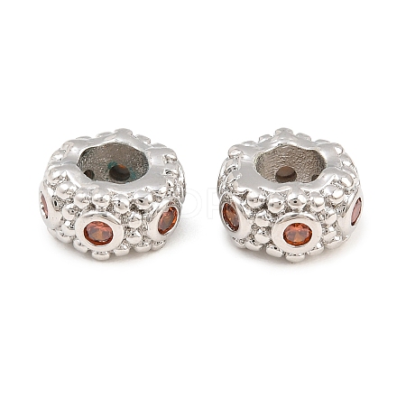 Brass Micro Pave Orange Cubic Zirconia European Beads CU-CBAB99C-03P-1