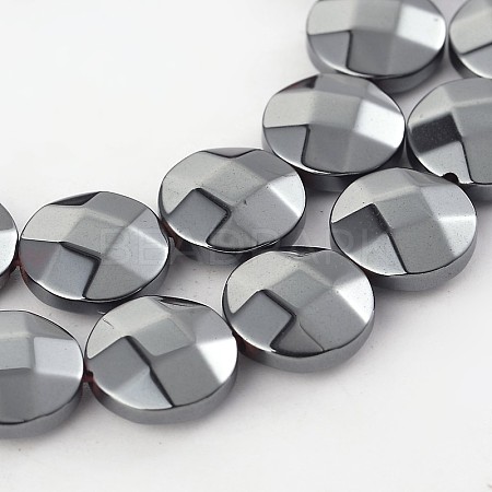 Electroplate Non-magnetic Synthetic Hematite Flat Round Bead Strands G-L368-05D-1