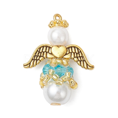 Pearlized Glass Pearl & Glass Pendants PALLOY-MZ00978-05-1