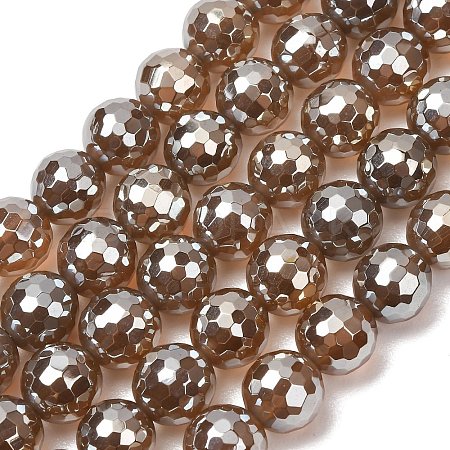 Electroplated Natural Agate Beads Strands G-B191-A07-10mm-17-1