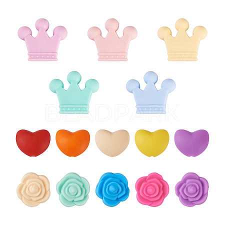 50Pcs 15 Style Food Grade Eco-Friendly Silicone Focal Beads SIL-TA0001-10-1
