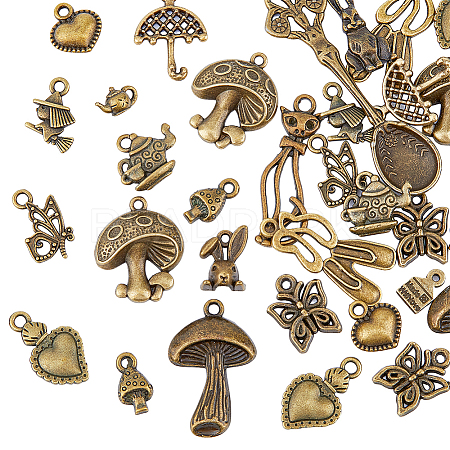 HOBBIESAY 68Pcs 17 Styles Tibetan Style Alloy Charms FIND-HY0001-91-1