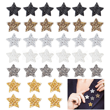 AHADERMAKER 36Pcs 6 Style Star Glitter Hotfix Rhinestone FIND-GA0003-05-1