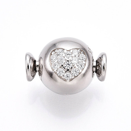 925 Sterling Silver Micro Pave Clear Cubic Zirconia European Clasps STER-T007-140P-1