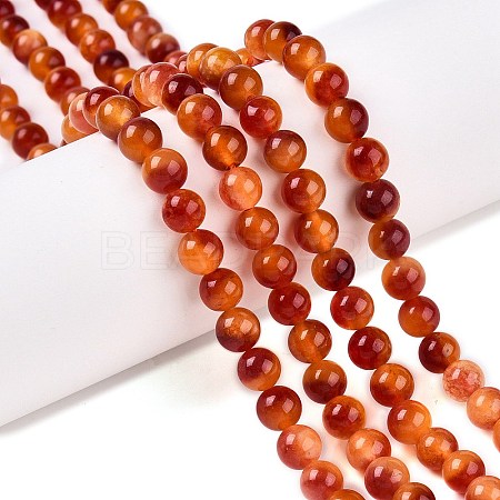 Dyed Natural White Jade Beads Strands G-T138-6mm-210-19-1