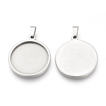 Tarnish Resistant 201 Stainless Steel Pendant Cabochon Settings X-STAS-S073-06P-1