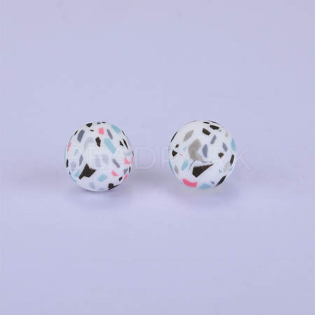 Printed Round Silicone Focal Beads SI-JX0056A-18-1