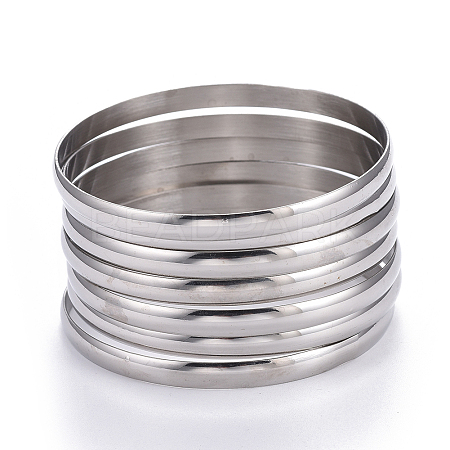 Non-Tarnish Fashion 304 Stainless Steel Buddhist Bangle Sets BJEW-L664-024D-P-1