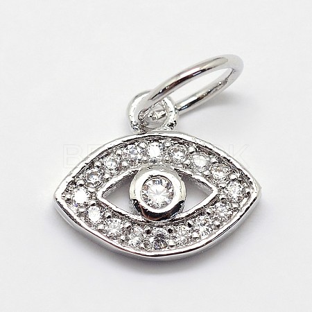 CZ Brass Micro Pave Cubic Zirconia Evil Eye Charms X-ZIRC-L018-10P-1